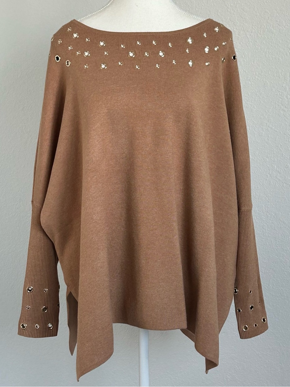Chico's Grommet Poncho Sweater Long Sleeve Top